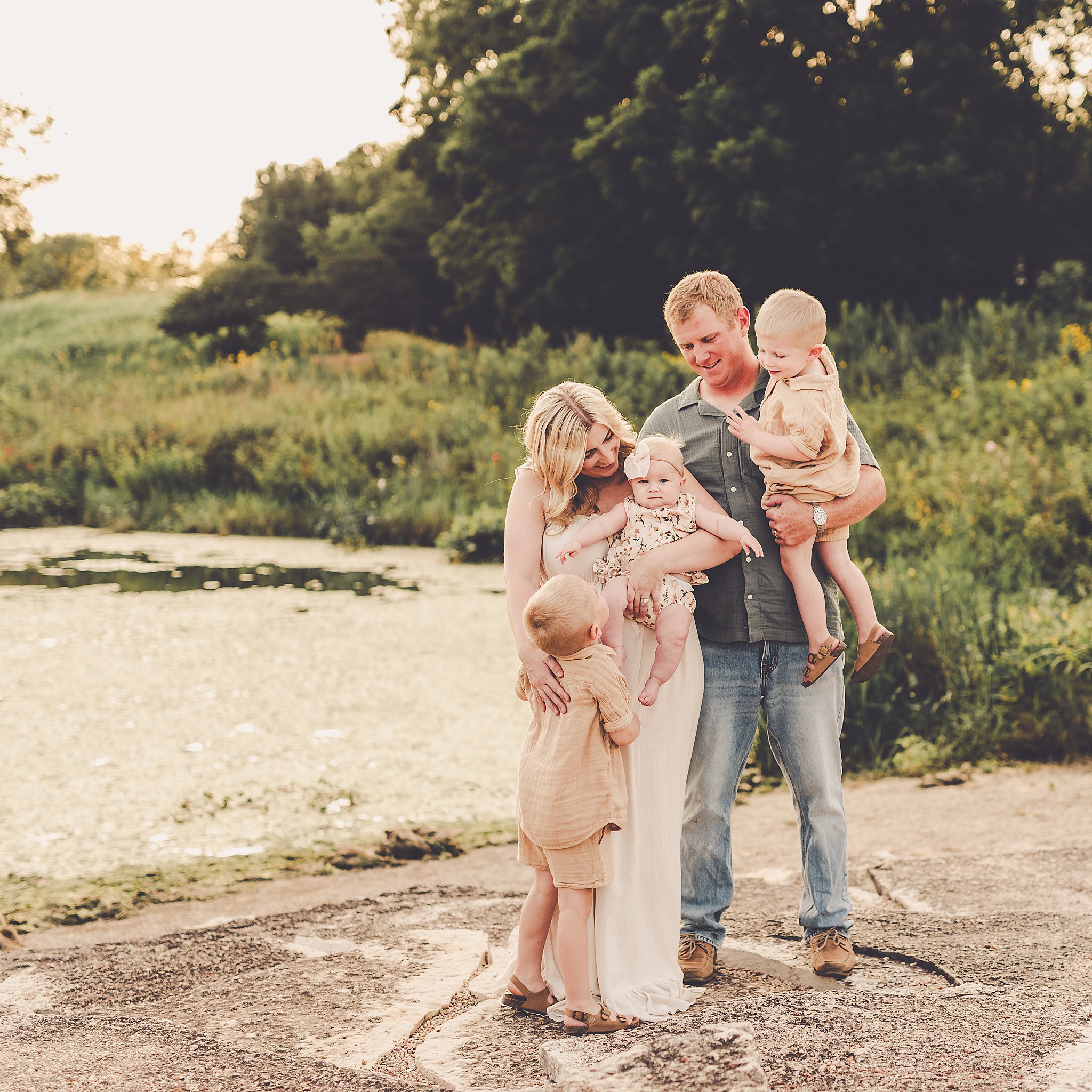 Summer sunset photos at a beautiful park in Frankfort, Illinois with Kankakee family photographer Kara Evans Photographer.