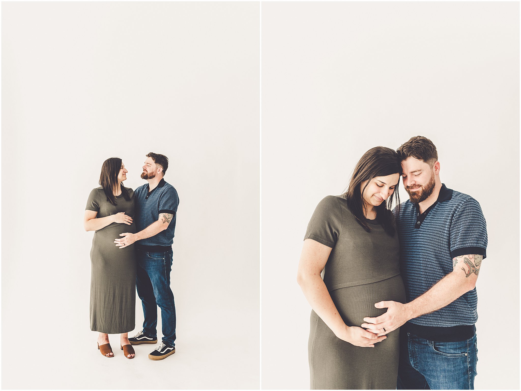 Michelle and Derek celebrate their growing family with a simple and sweet studio maternity session at Studio 388 in downtown Kankakee, Illinois.