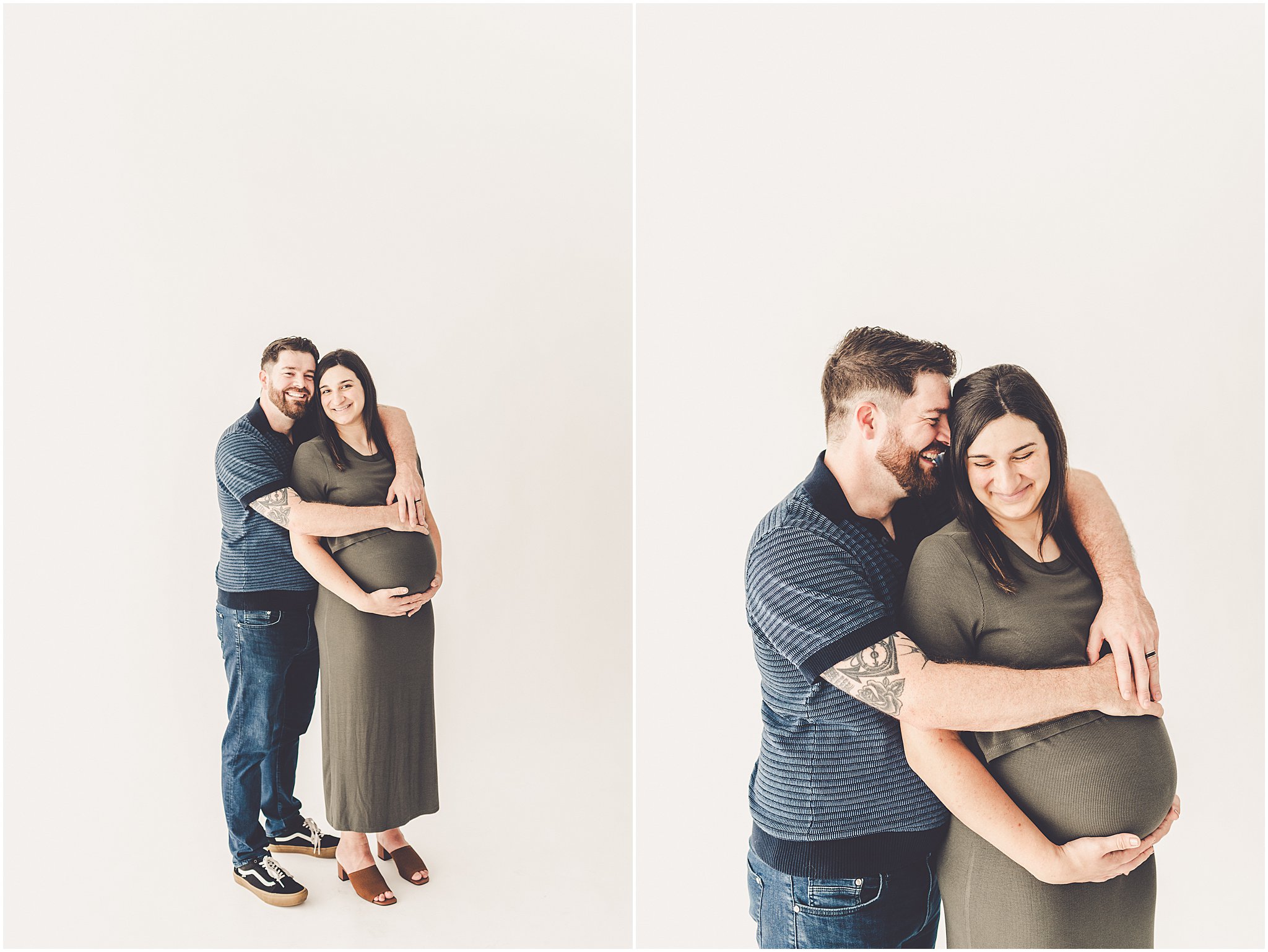 Michelle and Derek celebrate their growing family with a simple and sweet studio maternity session at Studio 388 in downtown Kankakee, Illinois.