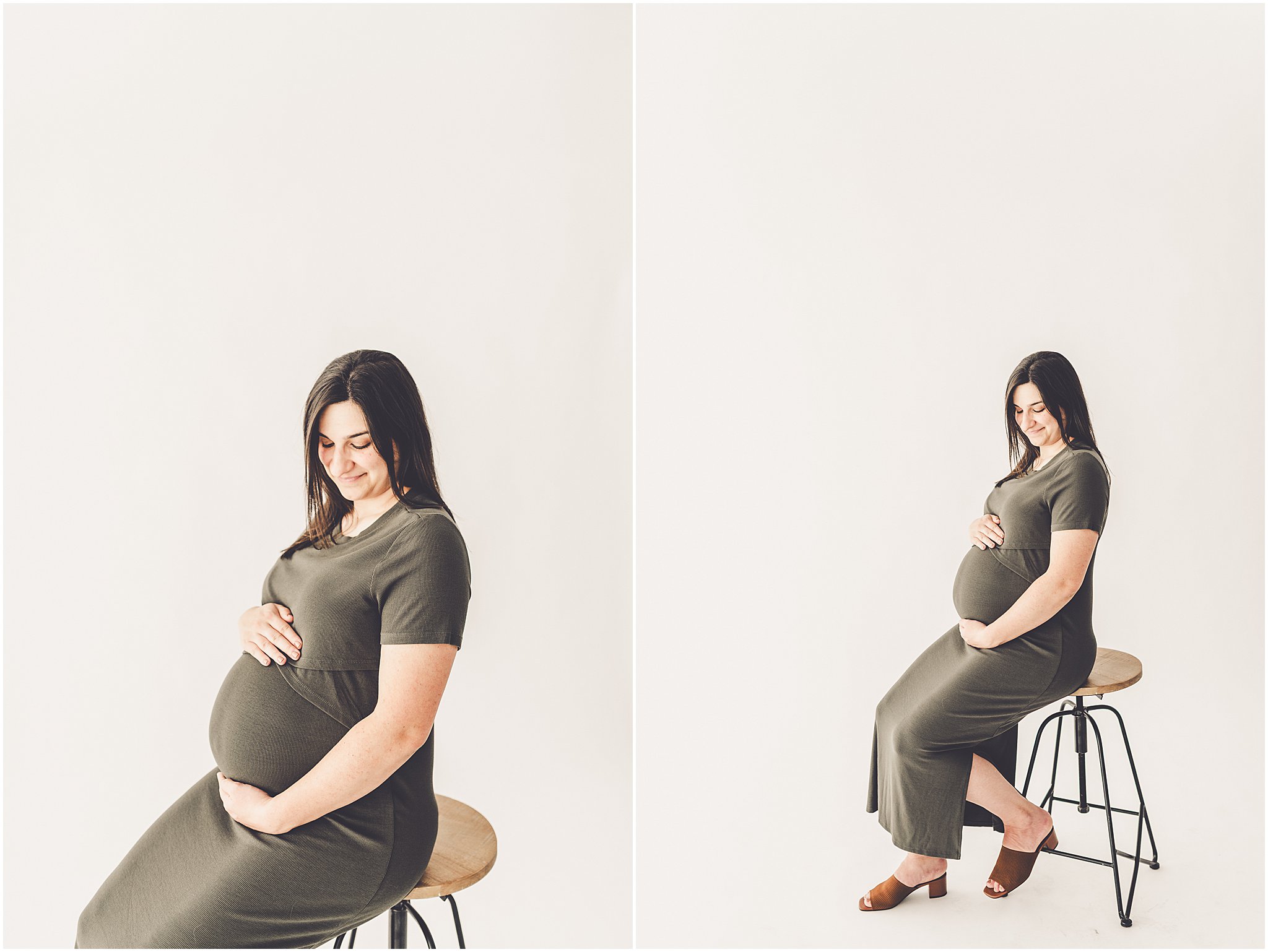 Michelle and Derek celebrate their growing family with a simple and sweet studio maternity session at Studio 388 in downtown Kankakee, Illinois.