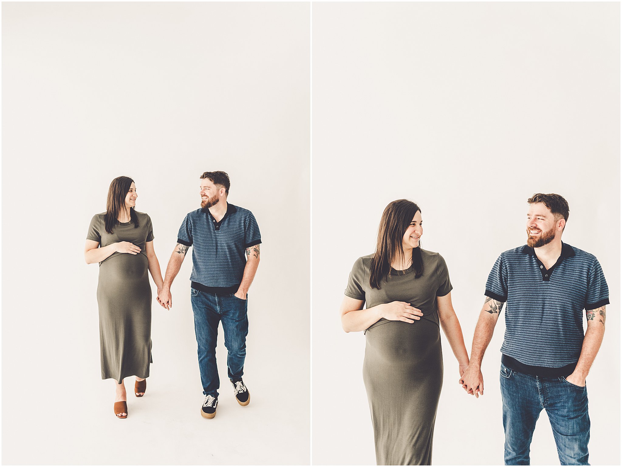 Michelle and Derek celebrate their growing family with a simple and sweet studio maternity session at Studio 388 in downtown Kankakee, Illinois.