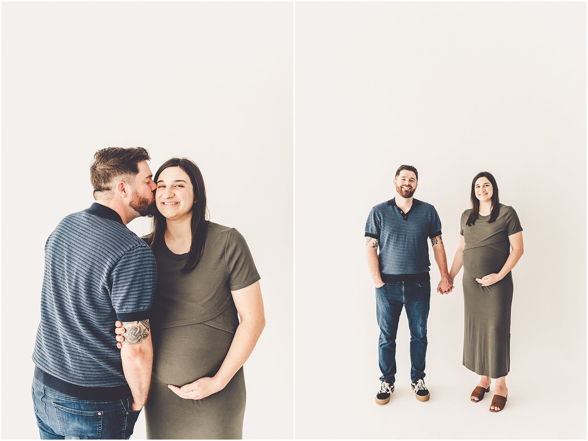 Michelle and Derek celebrate their growing family with a simple and sweet studio maternity session at Studio 388 in downtown Kankakee, Illinois.