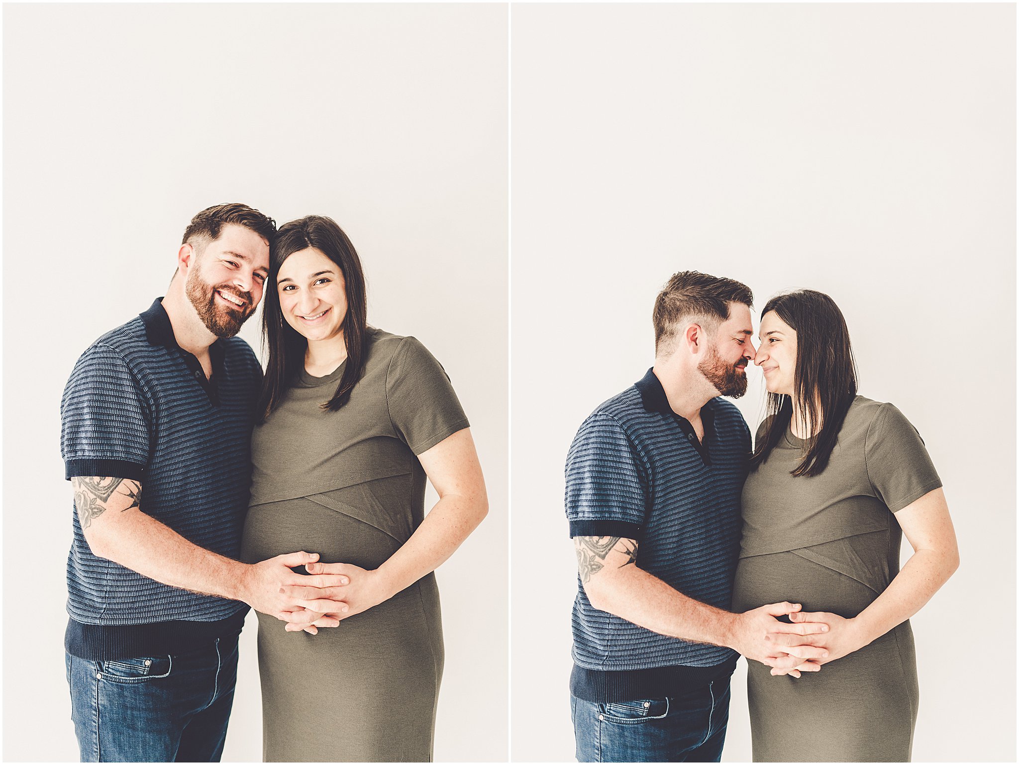 Michelle and Derek celebrate their growing family with a simple and sweet studio maternity session at Studio 388 in downtown Kankakee, Illinois.