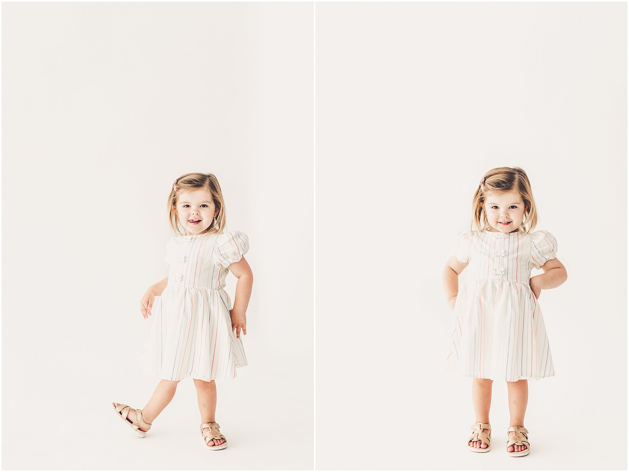 Inspiration for studio three-year milestone photos with Kankakee family and milestone photographer Kara Evans Photographer.