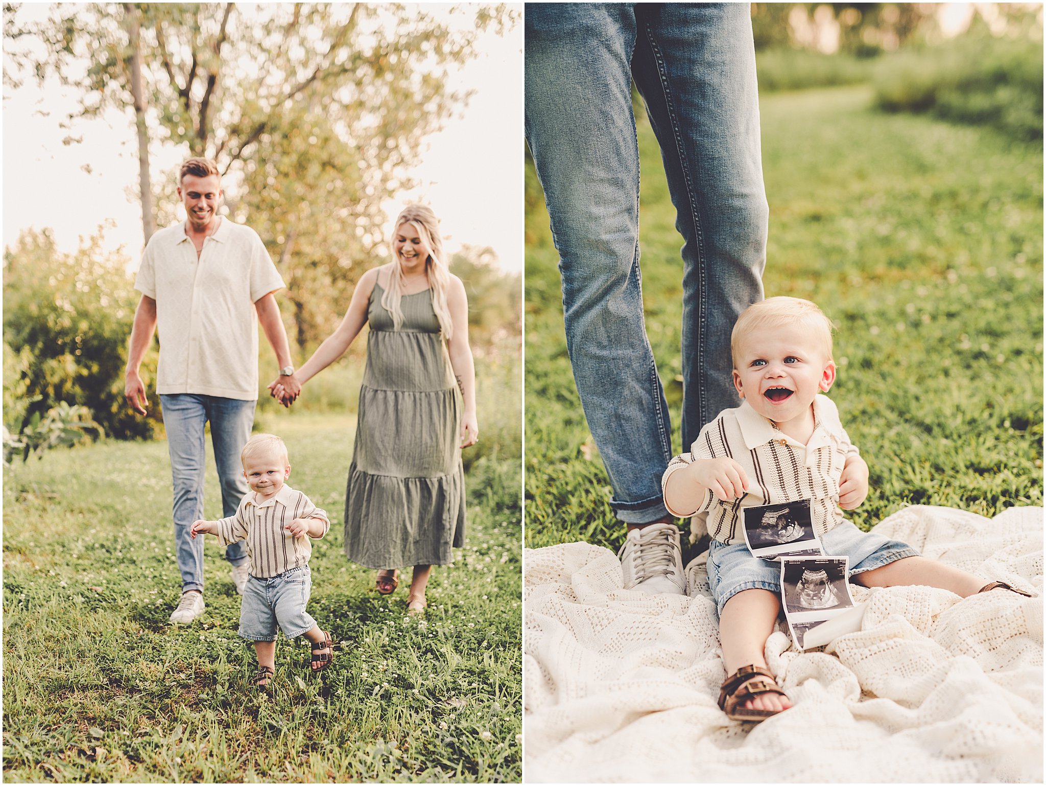 A sweet announcement photo session at Willowhaven in Bourbonnais with Kankakee County family photographer Kara Evans Photographer.