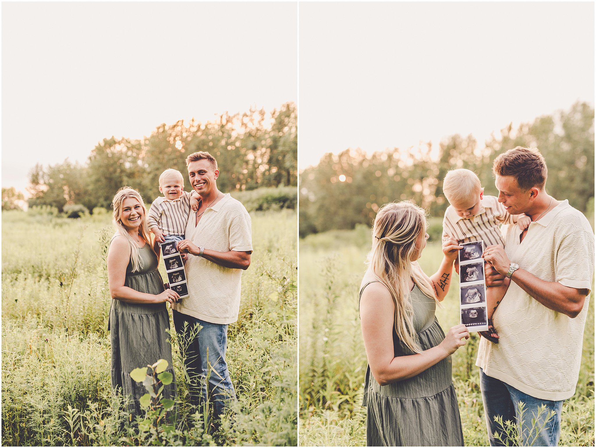 A sweet announcement photo session at Willowhaven in Bourbonnais with Kankakee County family photographer Kara Evans Photographer.