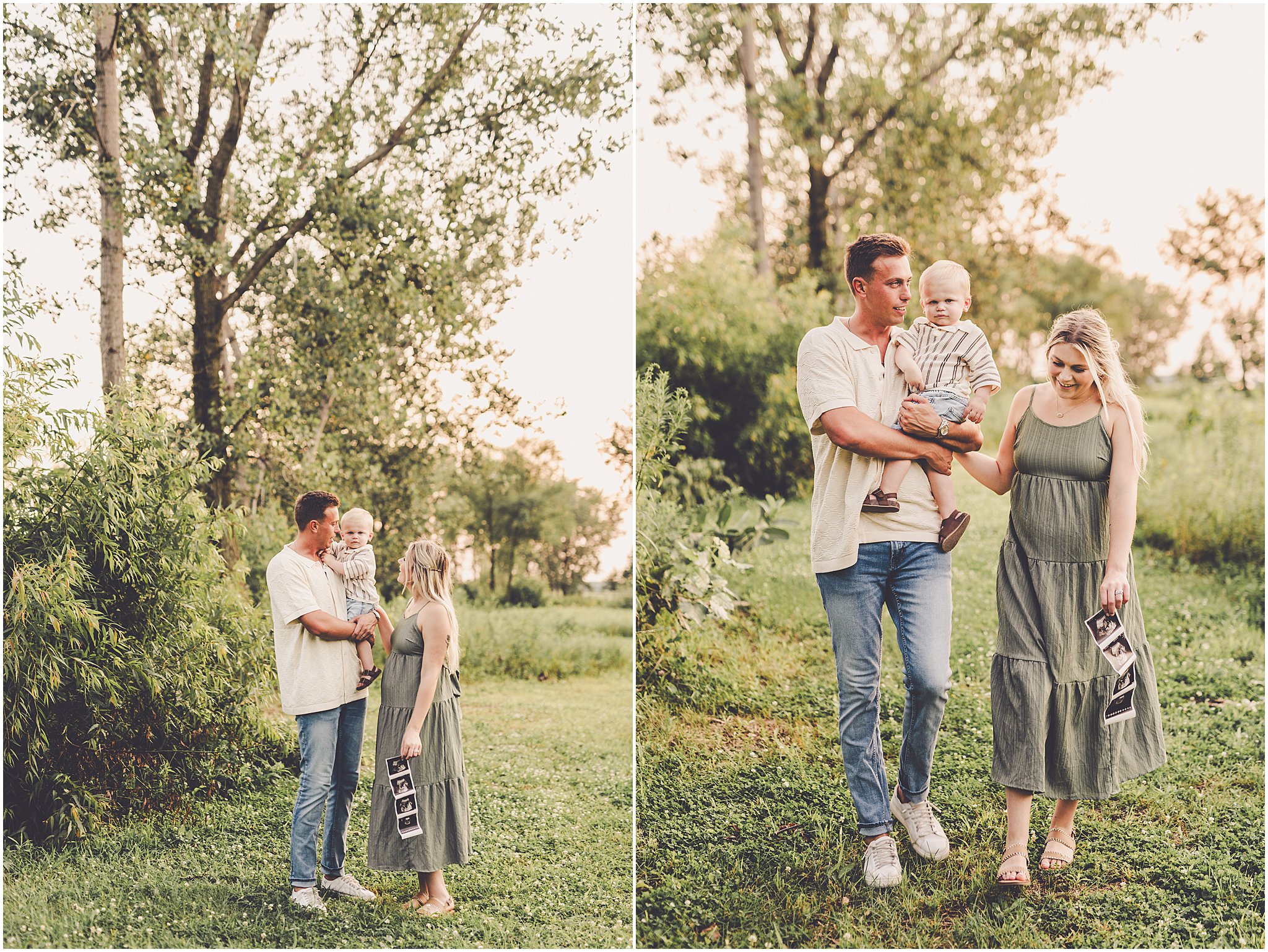 A sweet announcement photo session at Willowhaven in Bourbonnais with Kankakee County family photographer Kara Evans Photographer.