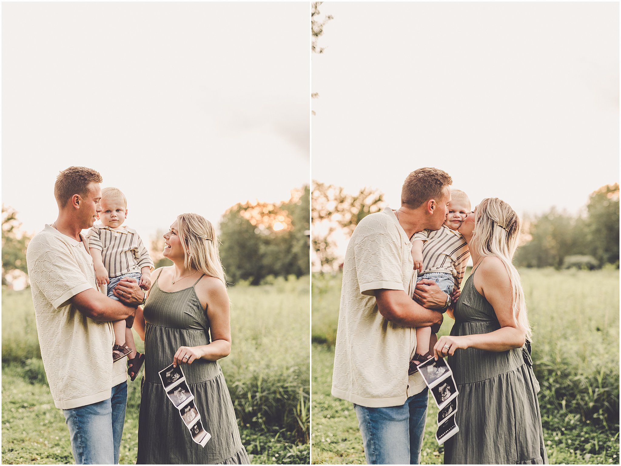 A sweet announcement photo session at Willowhaven in Bourbonnais with Kankakee County family photographer Kara Evans Photographer.
