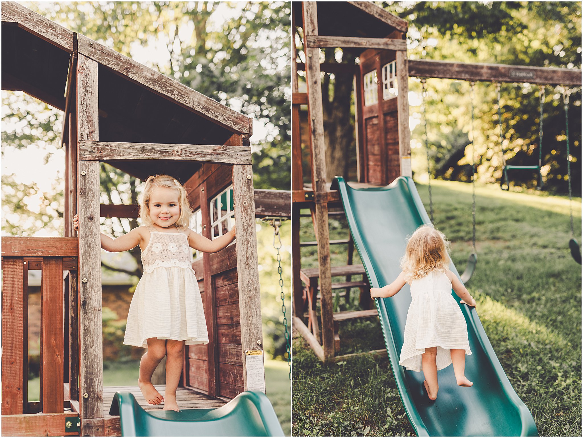 A summer backyard sunset session with the Cowsert family photographed by Iroquois County family photographer Kara Evans Photographer.