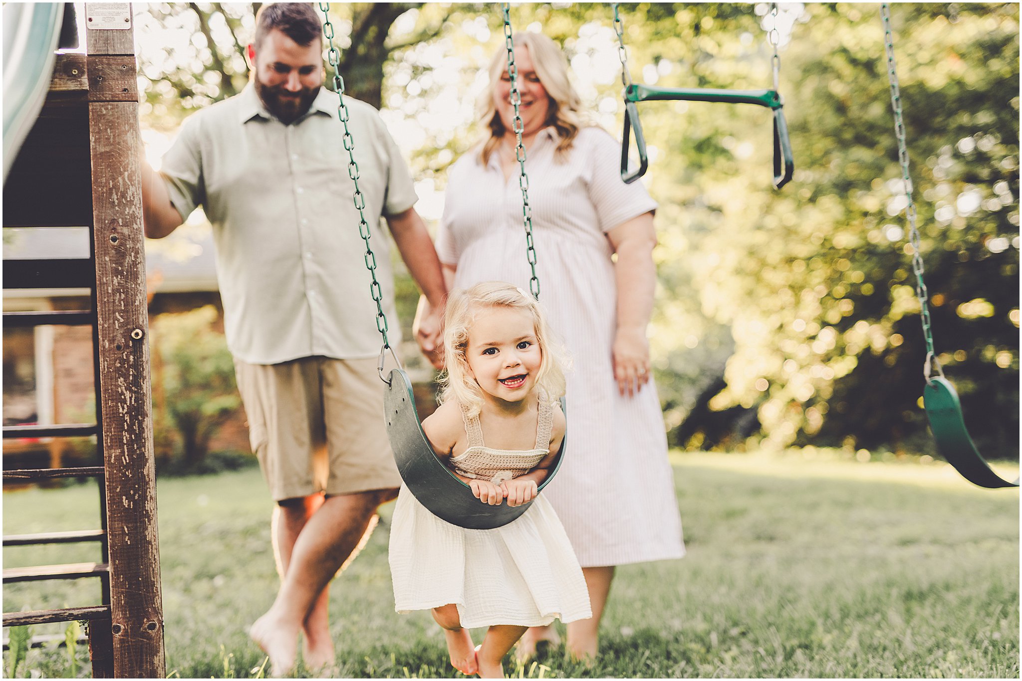 A summer backyard sunset session with the Cowsert family photographed by Iroquois County family photographer Kara Evans Photographer.