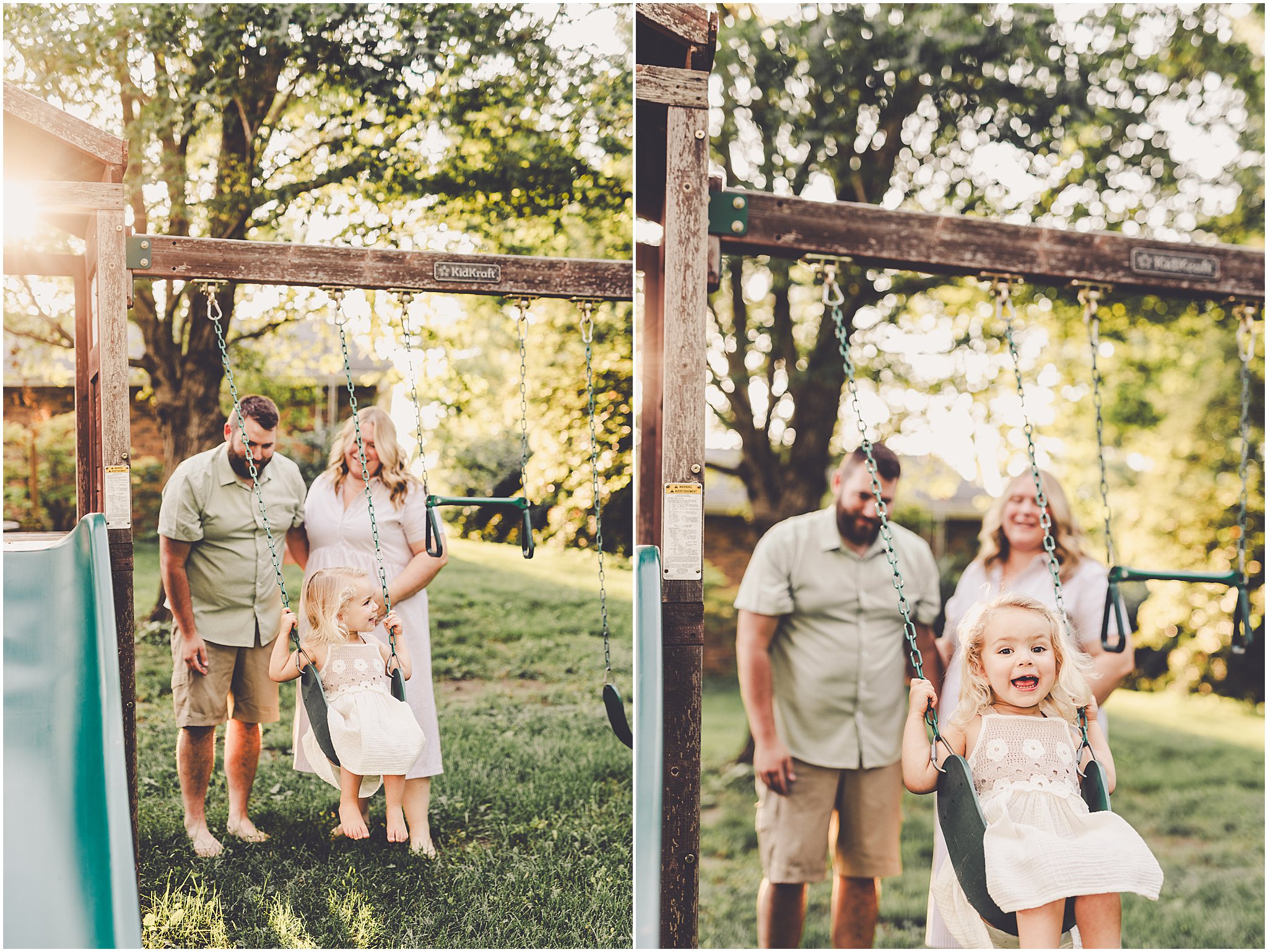 A summer backyard sunset session with the Cowsert family photographed by Iroquois County family photographer Kara Evans Photographer.