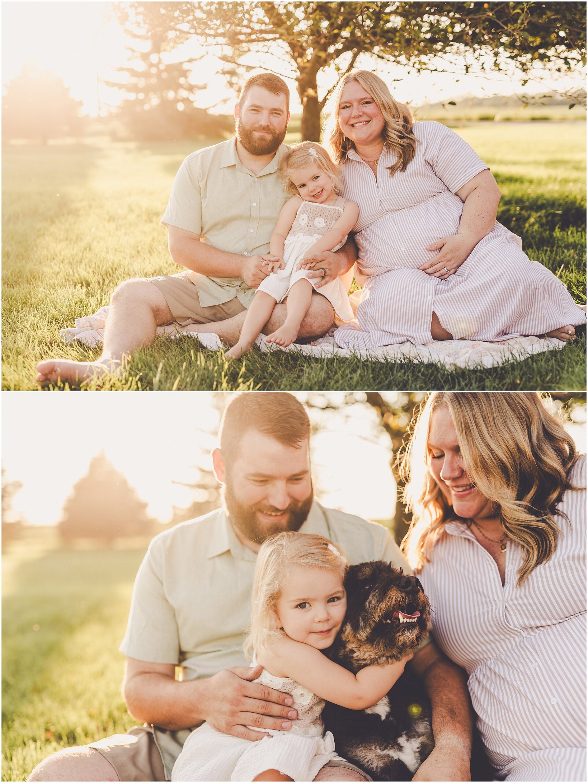 A summer backyard sunset session with the Cowsert family photographed by Iroquois County family photographer Kara Evans Photographer.