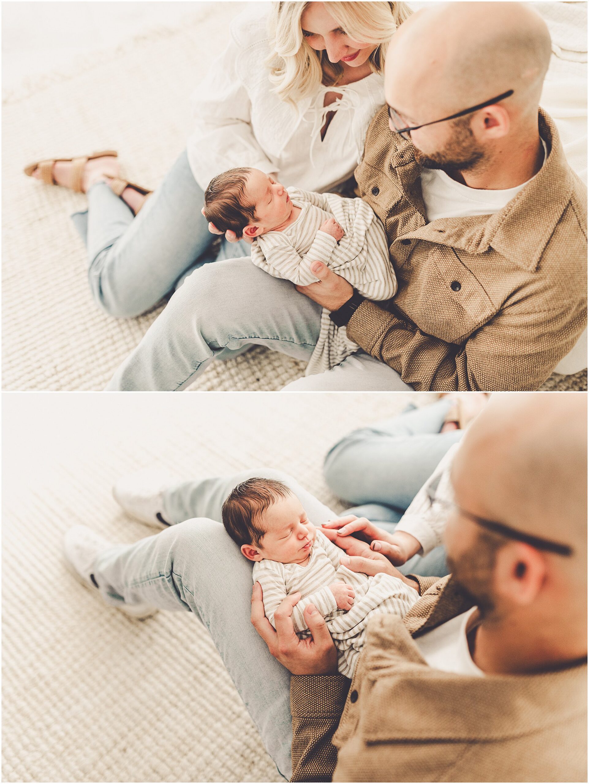 A sleeply, snuggly newborn baby in the Kankakee studio with Kankakee family & newborn photographer Kara Evans Photographer.