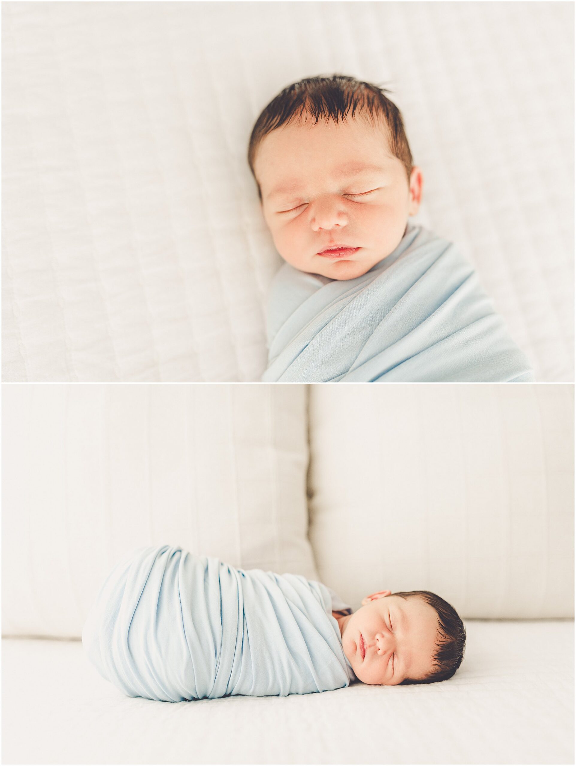 A sleeply, snuggly newborn baby in the Kankakee studio with Kankakee family & newborn photographer Kara Evans Photographer.