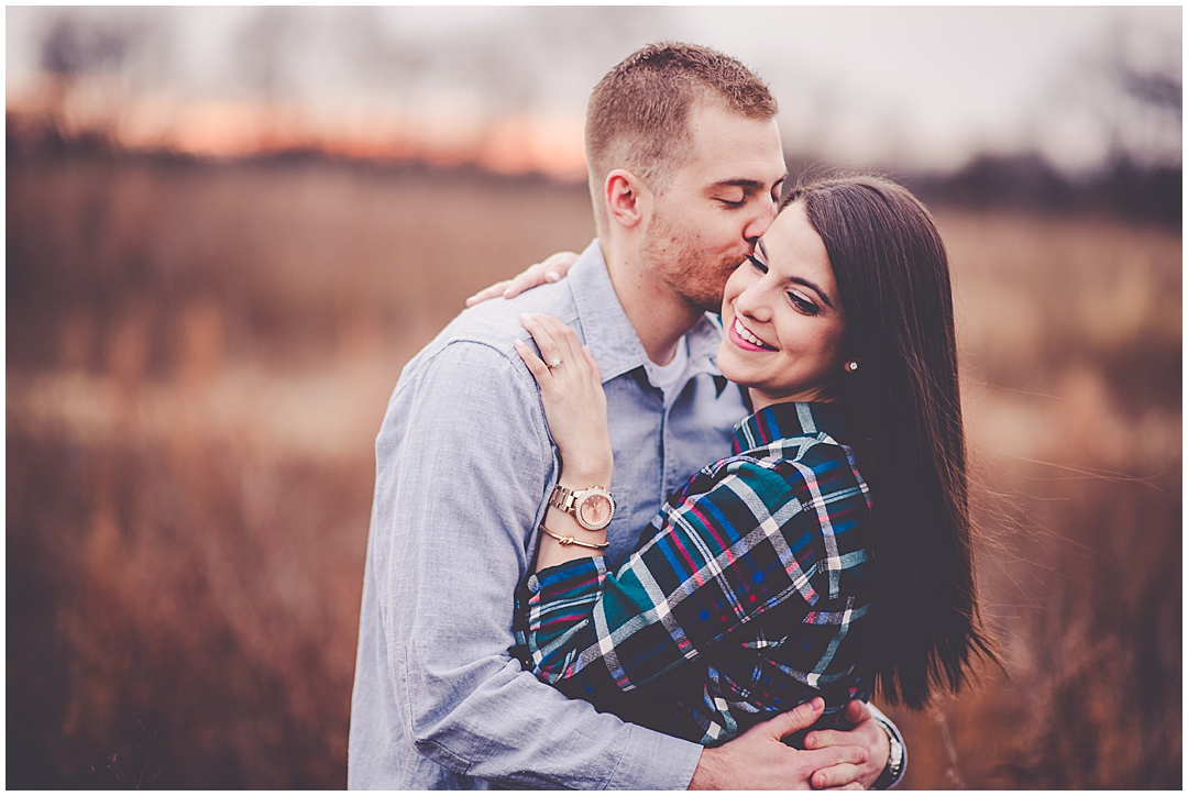 Winter engagement in rural Kankakee County at Mount Langham in Aroma Park, Illinois - colorful winter engagement photos by Kara Evans Photographer.