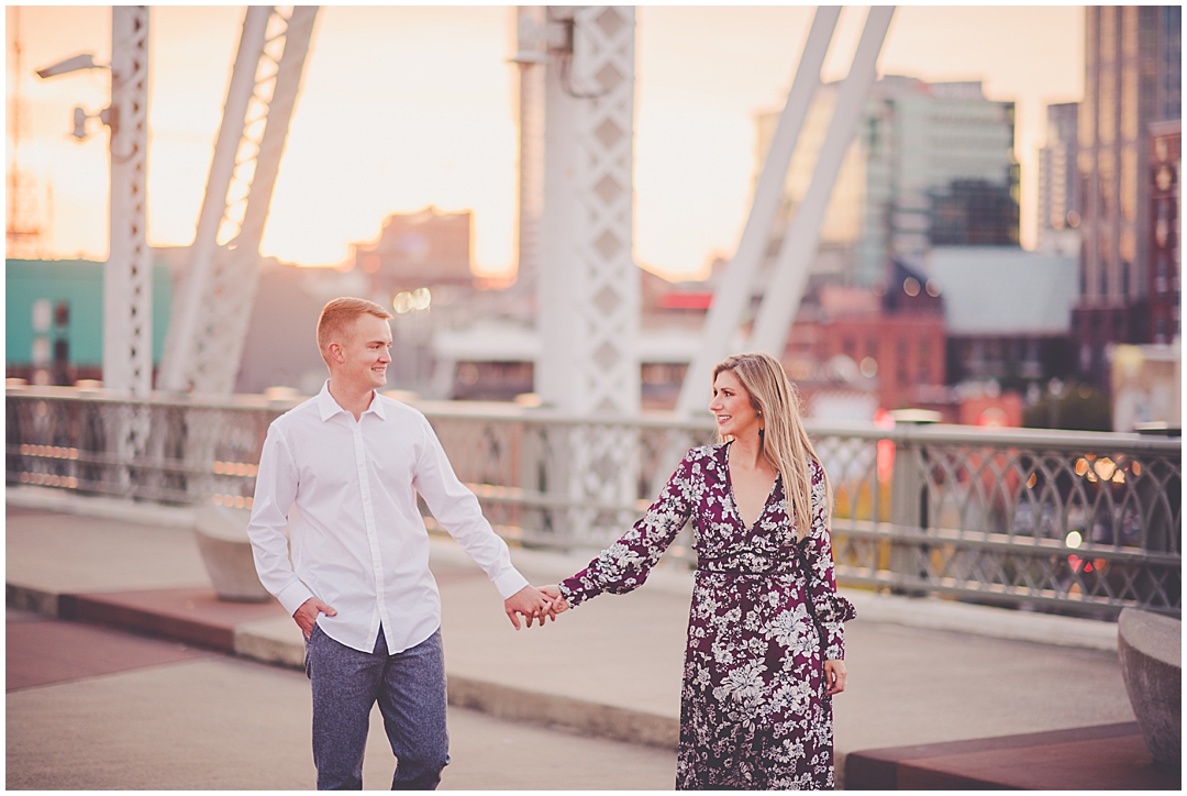 How They Asked by The Knot Feature - Brittany and John's Nashville pedestrian bridge engagement session with Chicagoland photographer Kara Evans Photographer.