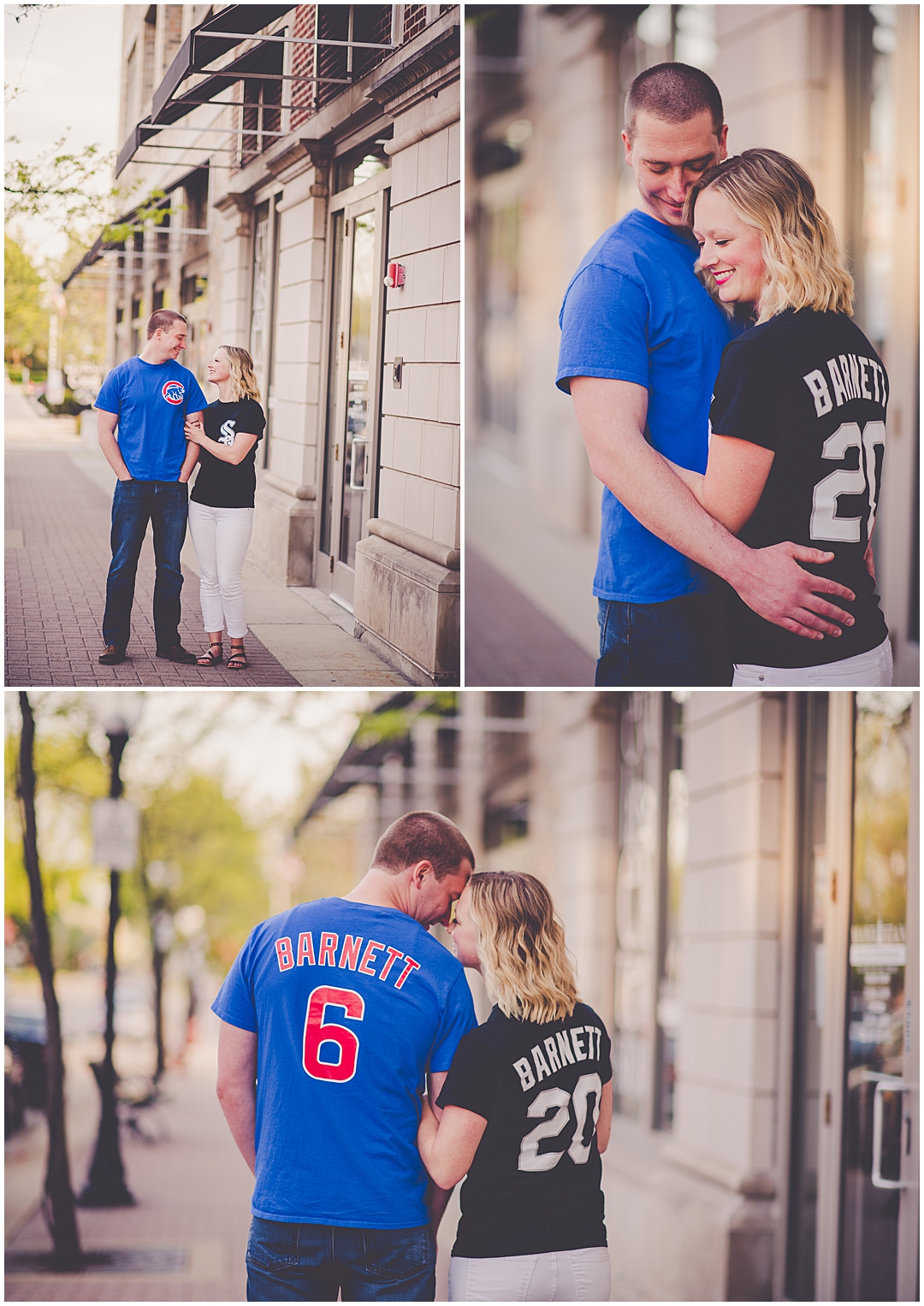 Urban Engagement Session in Downtown Arlington Heights, Illinois with Chicagoland wedding photographer Kara Evans Photographer.