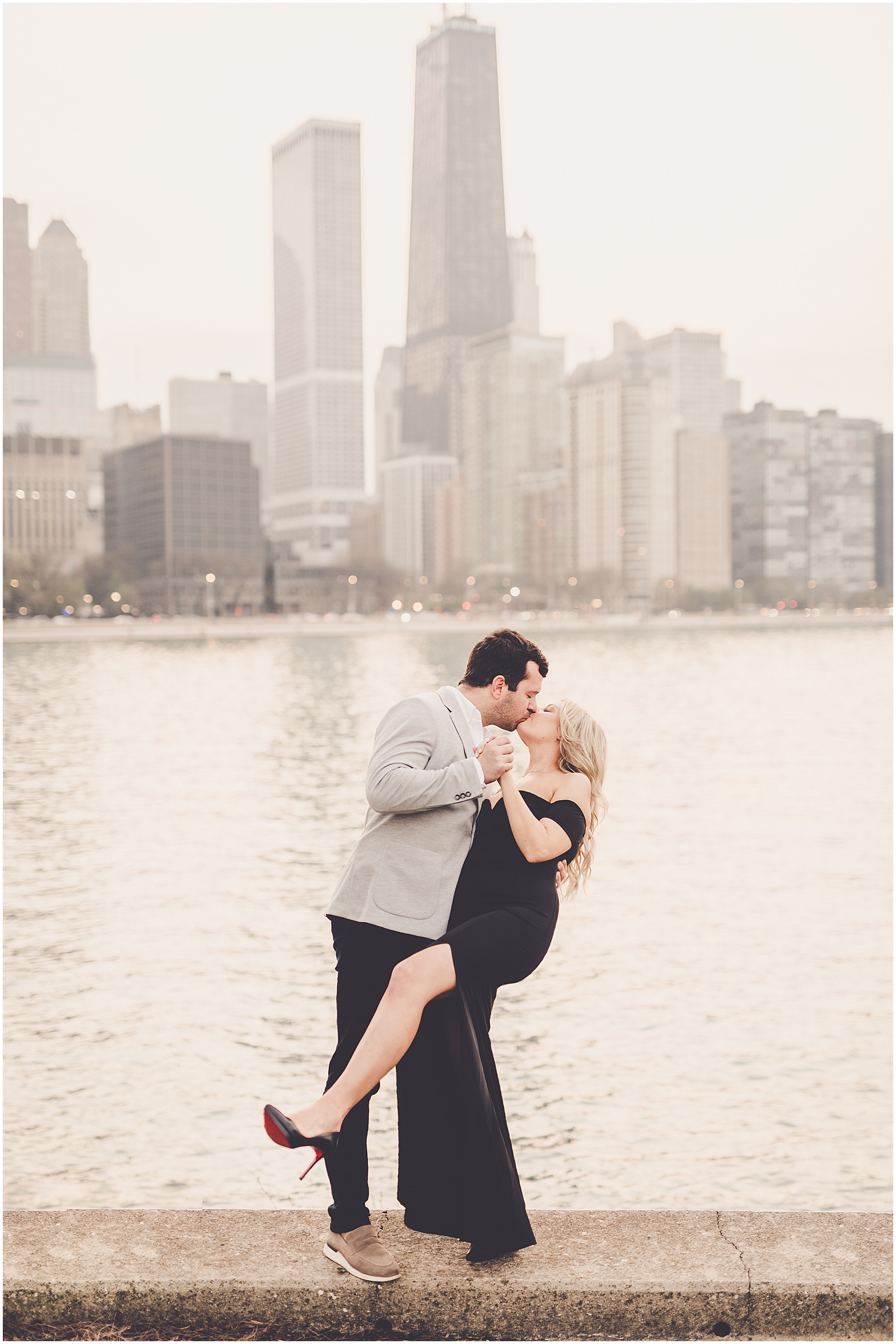 Shelby & Tim's riverwalk and Milton Lee Olive Park engagement photos in Chicago with Chicago wedding photographer Kara Evans Photographer.