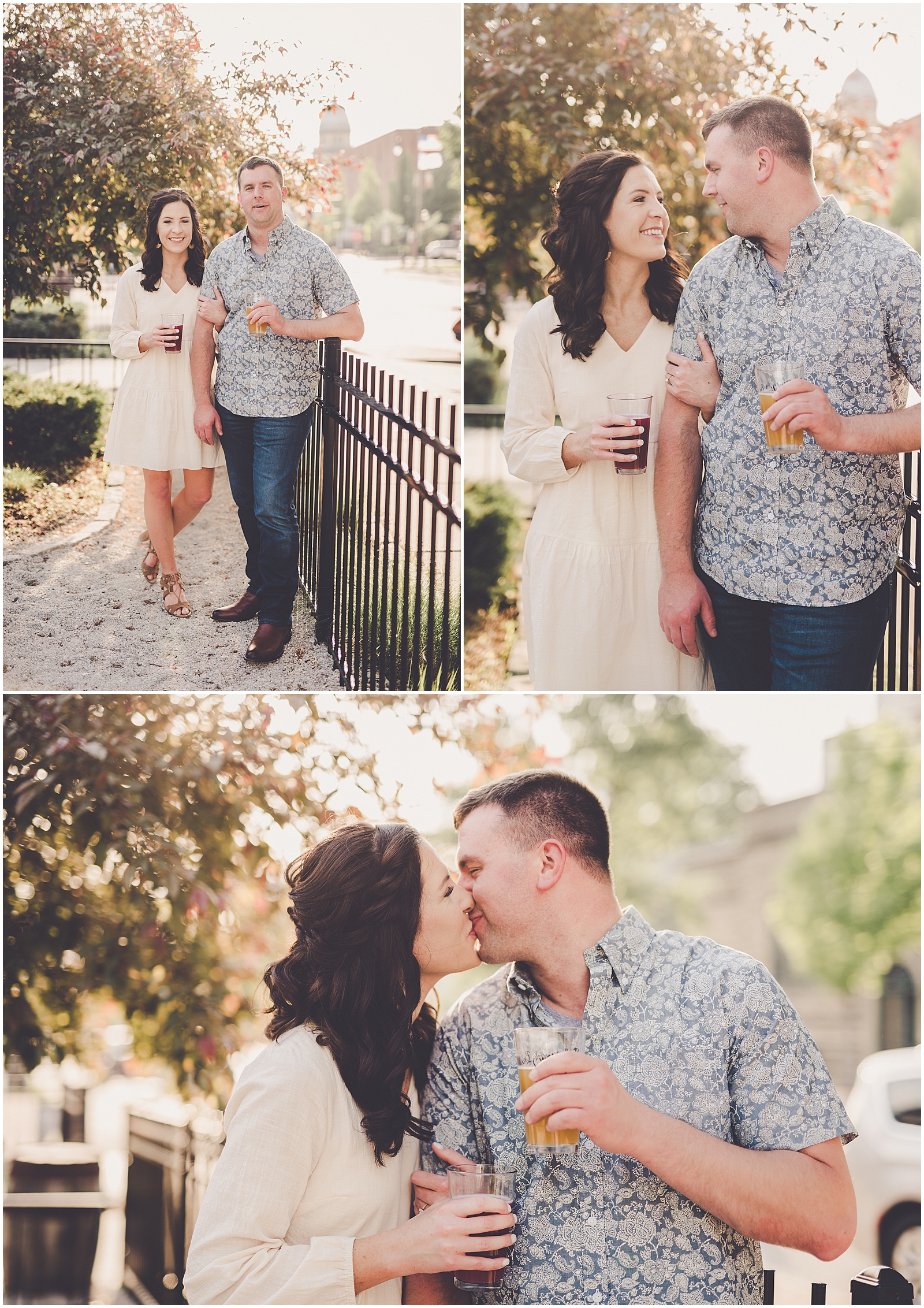 Allye & Grant's downtown engagement session at Obed & Isaac's in Springfield, Illinois with Chicagoland wedding photographer Kara Evans Photographer.